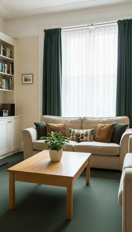 Mély zöld függöny